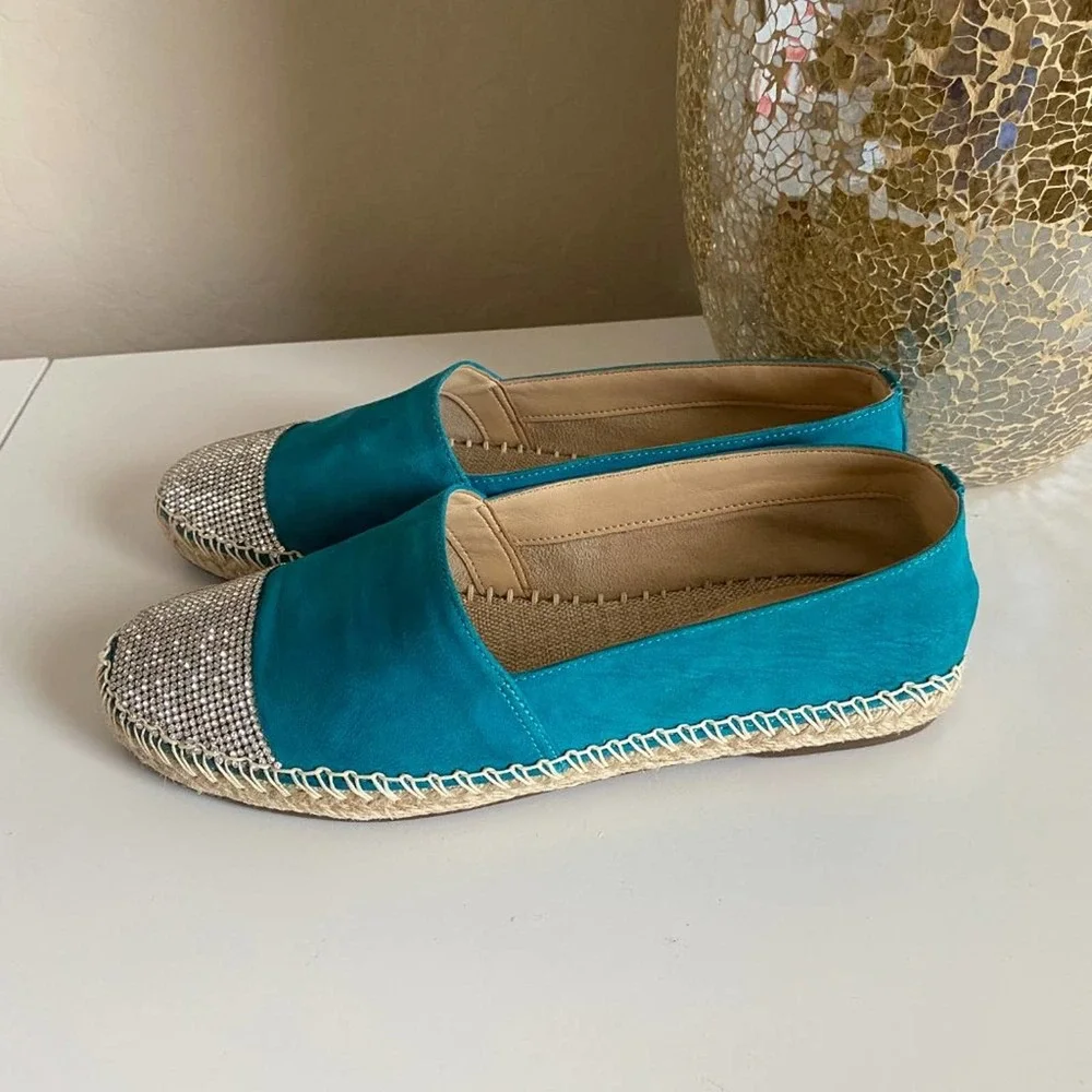 Schutz‎ Cherie Embellished Cap Toe Espadrille Flats